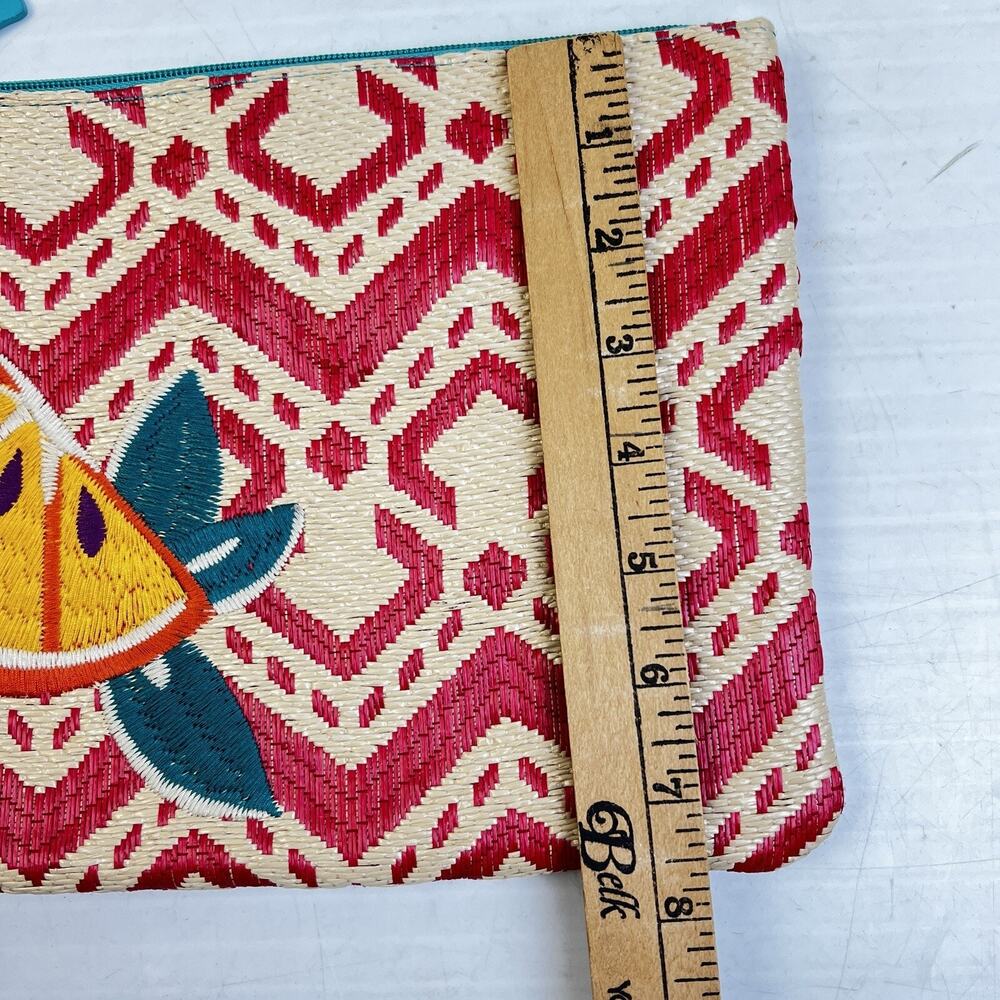 Vera Bradley Clutch Woven Orange Embroidery Summer Purse Wristlet Beach Casual - Picture 5 of 7